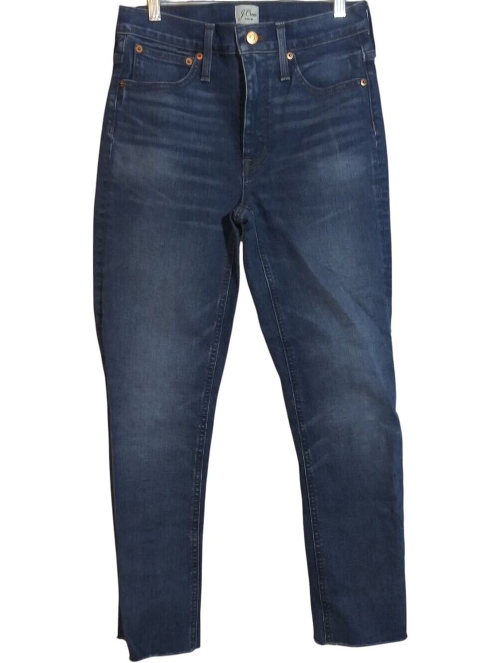 J. Crew 9" Billie Mid-Rise Demi-Boot Crop Jean Dark Wash Raw Hem Size 27